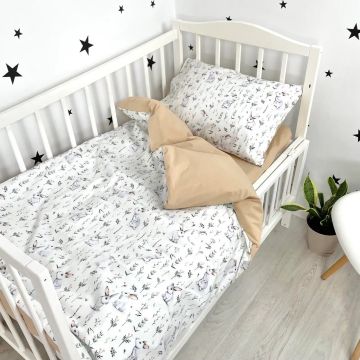 Дитяча постільна білизна Oh My Kids Зайчики Ранфорс/Сатін Молочний ПБ-029-Х