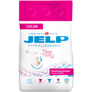 Гіпоалергенний пральний порошок для кольорових речей JELP 3+ 2,1 кг 35 прань 98055