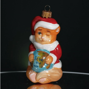 Елочная игрушка Rizdviani Istorii Санта Мяус Красный 10 см 4820001248777