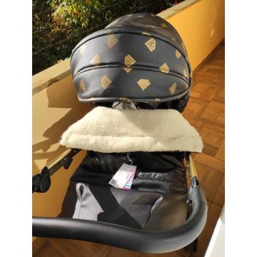 Конверт у коляску на овчині Merrygoround Оксфорд 95х50 см Чорний PR-C_25