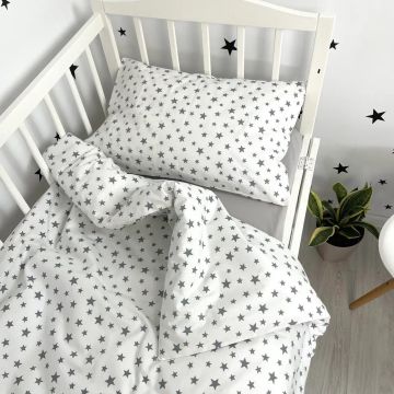 Дитяча постільна білизна Oh My Kids Зірки Ранфорс Сірий ПБ-023-Х