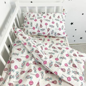 Дитяча постільна білизна Oh My Kids Цукерки Ранфорс Рожевий ПБ-018-Х-3