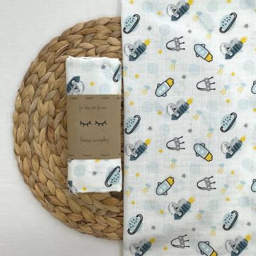 Муслиновая пеленка для детей Маленькая Соня Космос Голубой 80х100 см 4666725