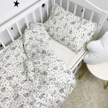 Дитяча постільна білизна для підлітків Oh My Kids Зайчики Сатін Молочний ПБ-0114-С-2