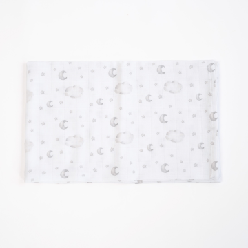 Муслінова пелюшка ELA Textile&Toys Місяці та хмари Муслін Білий/Сірий 100х80 см MD002MC