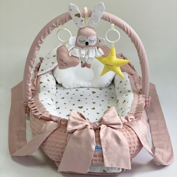 Кокон для немовлят Happy Luna BabyNest Irish Plush Plastik bag Білий/Пудровий 0227