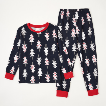 Дитяча піжама для хлопчика утеплена Krako Ялинки Синій від 7 до 8 років 3023J17 122-128
