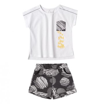 Літній костюм для дівчинки футболка і шорти Bembi 7 - 13 років Супрем Білий/Чорний КС707 134