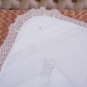 Крыжма Бетис Мереживо небес-3 двойная велюр/кулир Белый 27682536 85х100 см