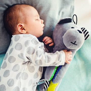 Мишка для сна Whisbear Серый с желтой лапой