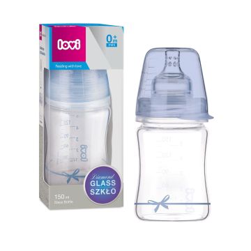 Стеклянная бутылочка для кормления Lovi Diamond Glass Baby Shower boy 150 мл Голубой 74/104boy