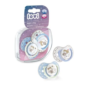 Пустушка силіконова динамічна Lovi Night&Day Boy Lamb 6-18 міс 2 шт Блакитний 22/811boy_L