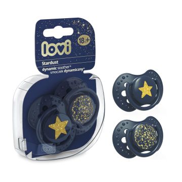 Пустушка силіконова динамічна Lovi Stardust 18+ міс 2 шт Синій 22/895_blue