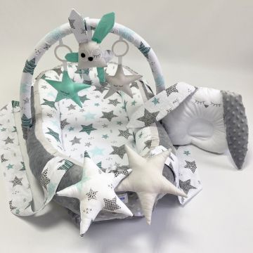 Кокон для немовлят Happy Luna Babynest Plush Сірий/Білий 0222