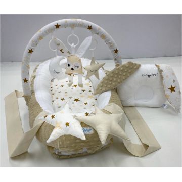 Кокон для немовлят Happy Luna Babynest Plush + Handcraft Білий/Бежовий 0178
