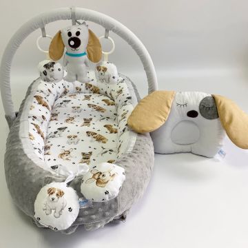 Кокон для немовлят Happy Luna Babynest Plush Сірий/Коричневий 0186