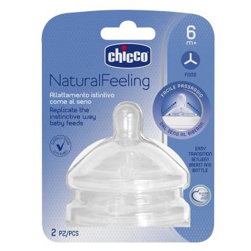 Соска силіконова Natural Feeling для каші 6m+ Chicco 2 шт.
