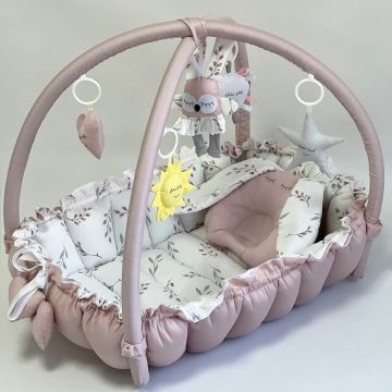 Кокон для немовлят 2в1 Happy Luna Babynest Playmate Plastik bag Пудровий 0762