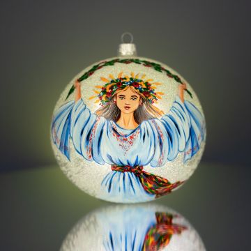 Ялинкова іграшка новорічна куля Rizdviani Istorii Українські історії Берегиня Незалежності 12 см 4820001106893