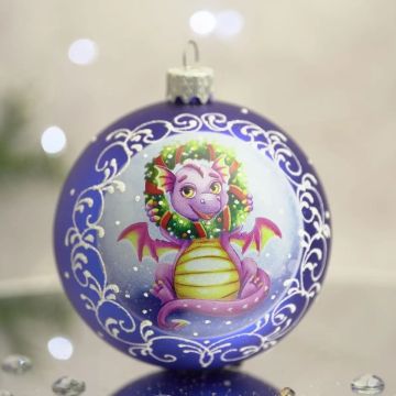 Новогодний шар на елку Santa Shop Дракон - Красотка Синий 8,5 см 4820001112597