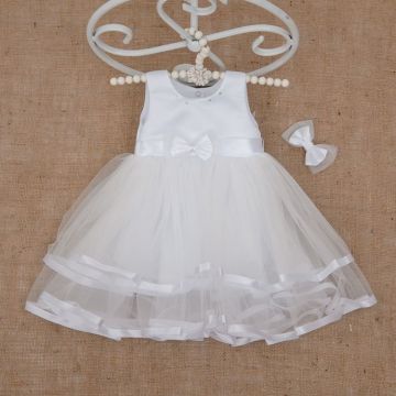 Платье Бетис Аленка с заколкой атлас/фатин Белый 27077376 1,5-8 лет 128-60