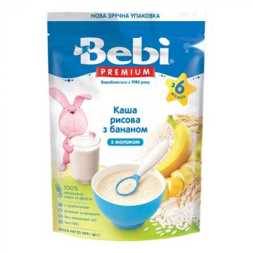 Каша рисовая Bebi Premium Молочная с бананом 200 г 1105036