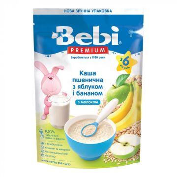 Каша пшенична Bebi Premium Молочна з яблуком і бананом 200 г 1105058