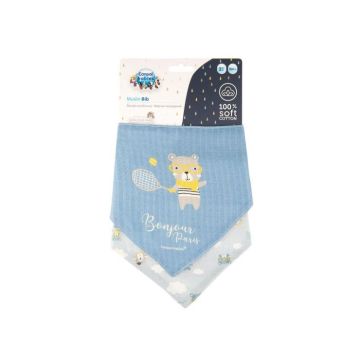 Слинявчик для новонароджених мусліновий Canpol babies Bonjour Paris 2 шт Блакитний 26/900_blu