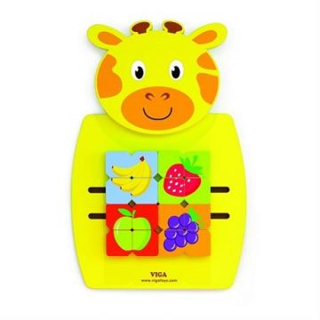 Игрушка настенная бизиборд Viga Toys, "Жираф с фруктами" 50680