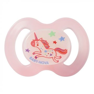 Пустушка силіконова анатомічна нічна Baby-Nova 6-18 міс 1 шт Рожевий 3962486