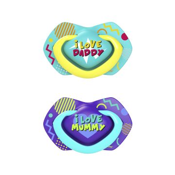 Пустушка силіконова симетрична Canpol babies NEON LOVE 0-6 міс 2 шт Блакитний 22/652_blu