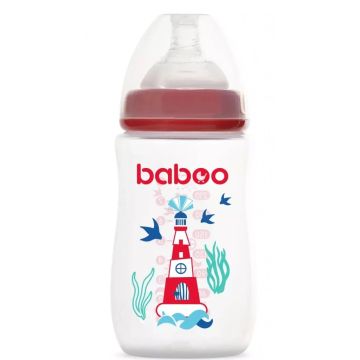 Пляшечка для годування Baboo Sealife Морський маяк 3+ міс 250 мл Червоний 90406