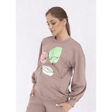 Свитшот для беременных и кормящих Юла Мама Jenny Капучино Коричневый SW-22.011 XL
