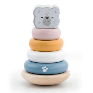 Дерев'яна пірамідка дитяча Viga Toys PolarB Білий ведмедик неваляшка 44005