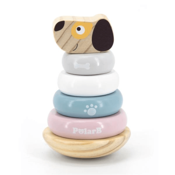 Дерев'яна пірамідка дитяча Viga Toys PolarB Собачка неваляшка 44042