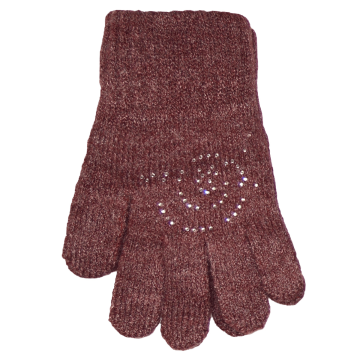 Перчатки детские Margot Bis одинарная вязка Бордовый 9-10 лет Glamur MB One Size