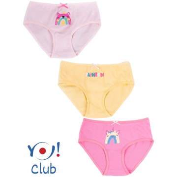 Трусики для девочки 3шт YO Розовый/Желтый/Малиновый 3-6 лет BMD-0030 98-104