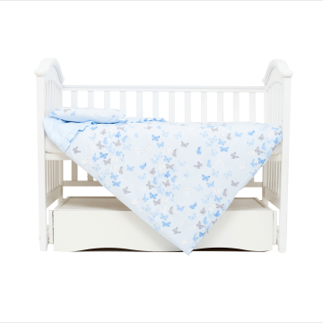 Дитяча постільна білизна в ліжечко Twins Romantic Spring collection Білий/блакитний 3024-RS-04