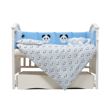 Дитяча постільна білизна в ліжечко Twins Panda Блакитний 7 елем 4075-TP-04