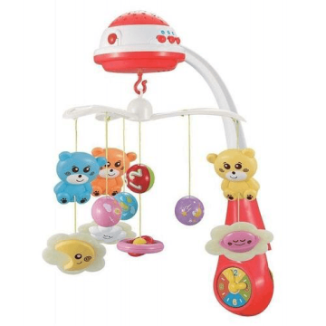 Музичний мобіль на ліжечко з проектором Baby Mix Ведмедик Червоний 37046