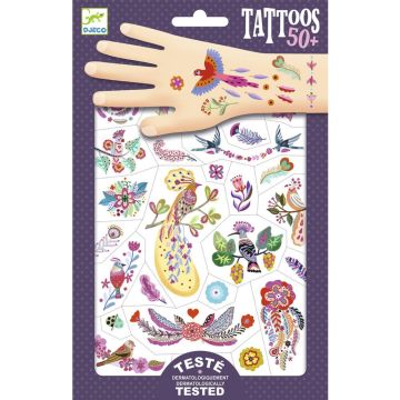 Тату наклейки Djeco Яркие птички DJ09615