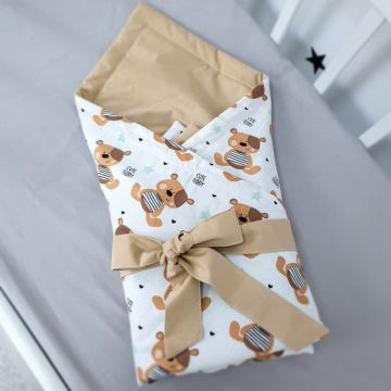 Конверт на виписку Oh My Kids Ведмедики Сатин/Ранфорс Бежевий 100х80 см КЛ-008-Х