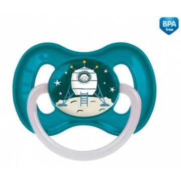 Пустышка латексная круглая Canpol babies space, 0-6 мес, синяя