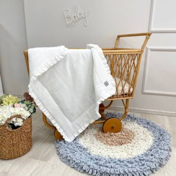 Плед конверт для новорожденных BBChic Муслин с рюшем Молочный 5041618