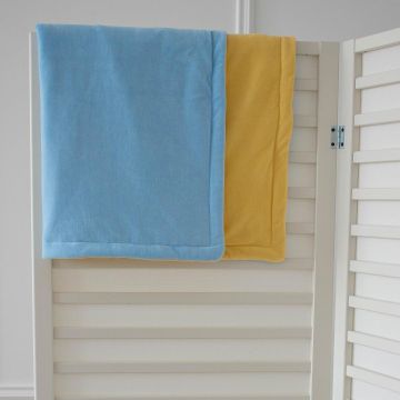 Велюровий плед для новонароджених ELA Textile&Toys Велюр Синтепон Жовтий/блакитний 100х80 см BLV002YB