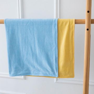 Велюровий плед для новонароджених ELA Textile&Toys Велюр Жовтий/блакитний 100х80 см BLV001YB