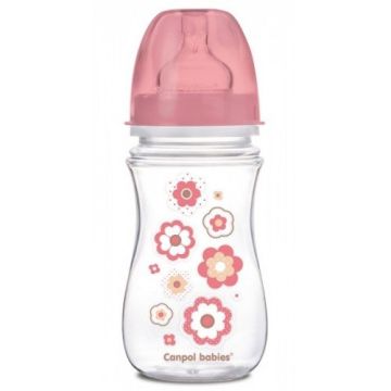 Антиколікова пляшечка Canpol Babies Easystart Newborn baby, 240 мл, рожеві квіти