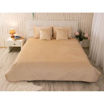 Покривало на ліжко Руно VeLour Beige ромб 180x220 см Бежевий 340.55_Beige ромб