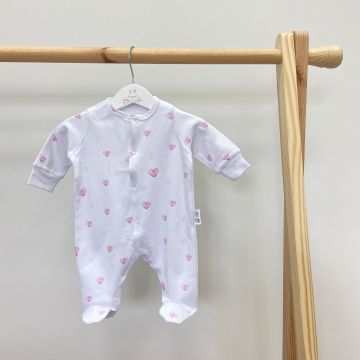 Человечек для новорожденных ELA Textile&Toys Сердечки 0 - 3 лет Интерлок Белый/Розовый JS002HT 80