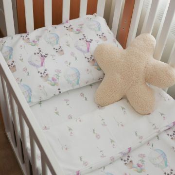 Детское постельное белье в кроватку ELA Textile&Toys Панды/Цветы BD001PF